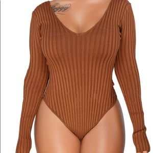 Sexy Deep V Neck Long Sleeved BodySuit